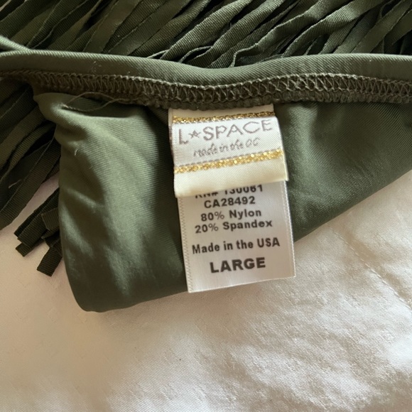 L*Space Audrey Fringe Halter Bikini Top in Fern Green - Large - Picture 4 of 4